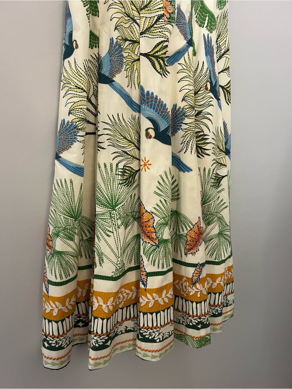 Aylaya Sabo Paulo Ivory Tropical Print Cotton Midi Dress - Picture 3 of 7